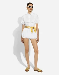 Cotton poplin shirt with puff sleeves