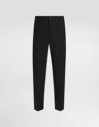 Stretch cotton pants with DG embroidery