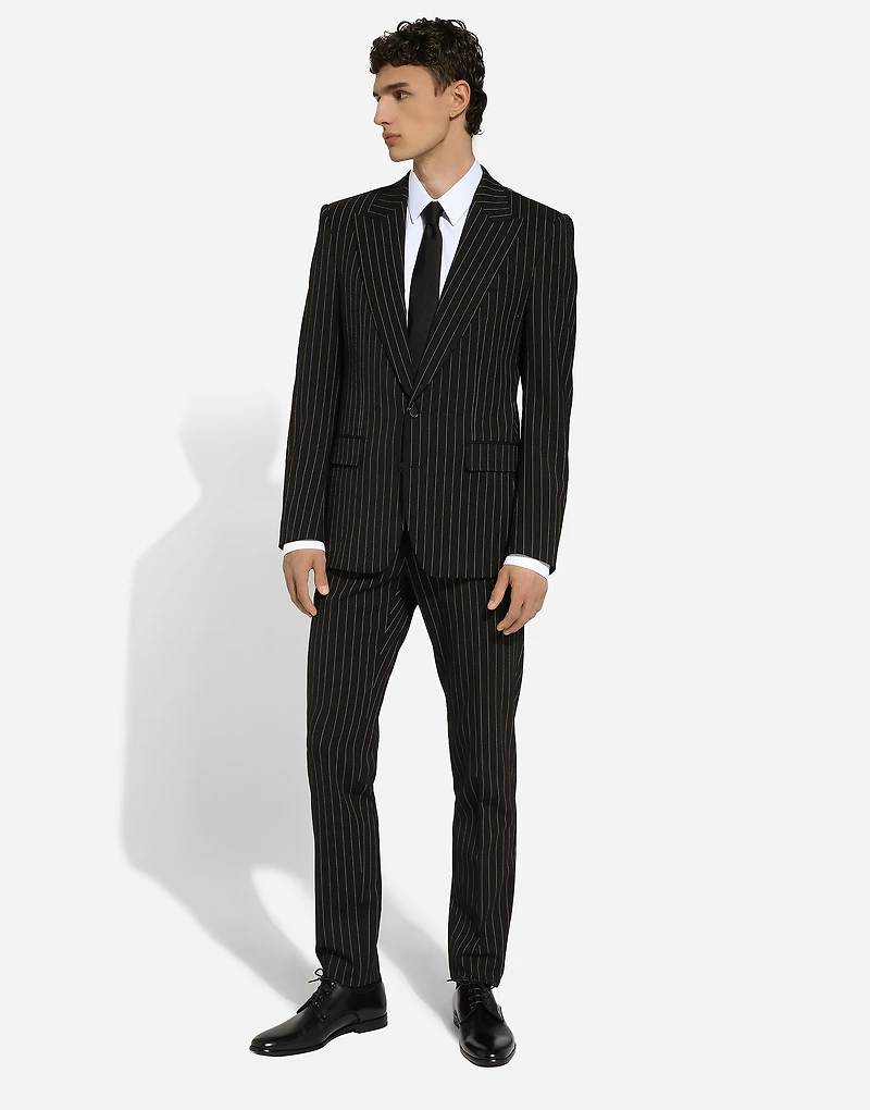 Single-breasted pinstripe stretch wool Sicily-fit suit
