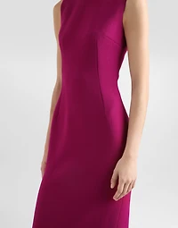 Wool crepe calf-length sheath dress