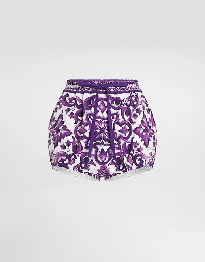 Majolica-print poplin shorts
