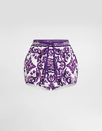 Majolica-print poplin shorts