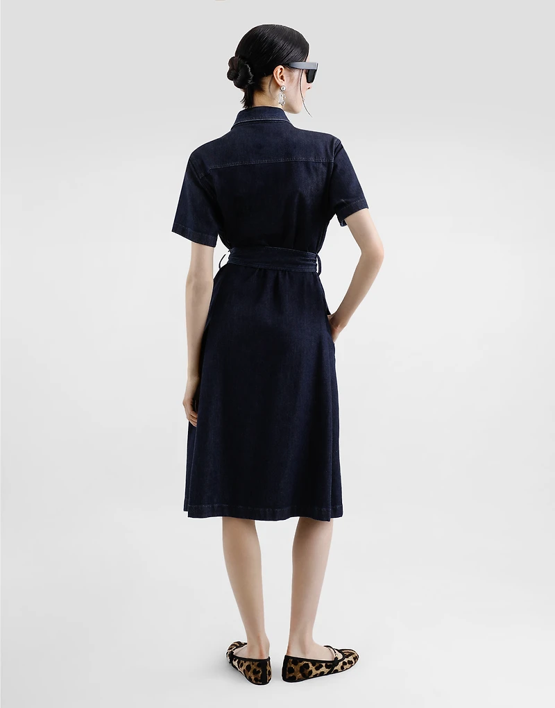 Silk denim shirt dress