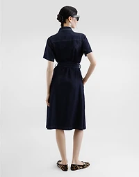 Silk denim shirt dress