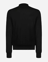 Cashmere polo-style sweater with DG logo embroidery