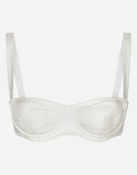 Semi-padded satin balconette bra with lace