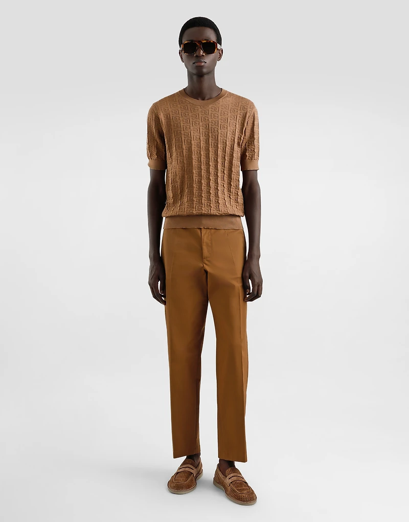 Silk round-neck sweater with all-over DG logo embroidery