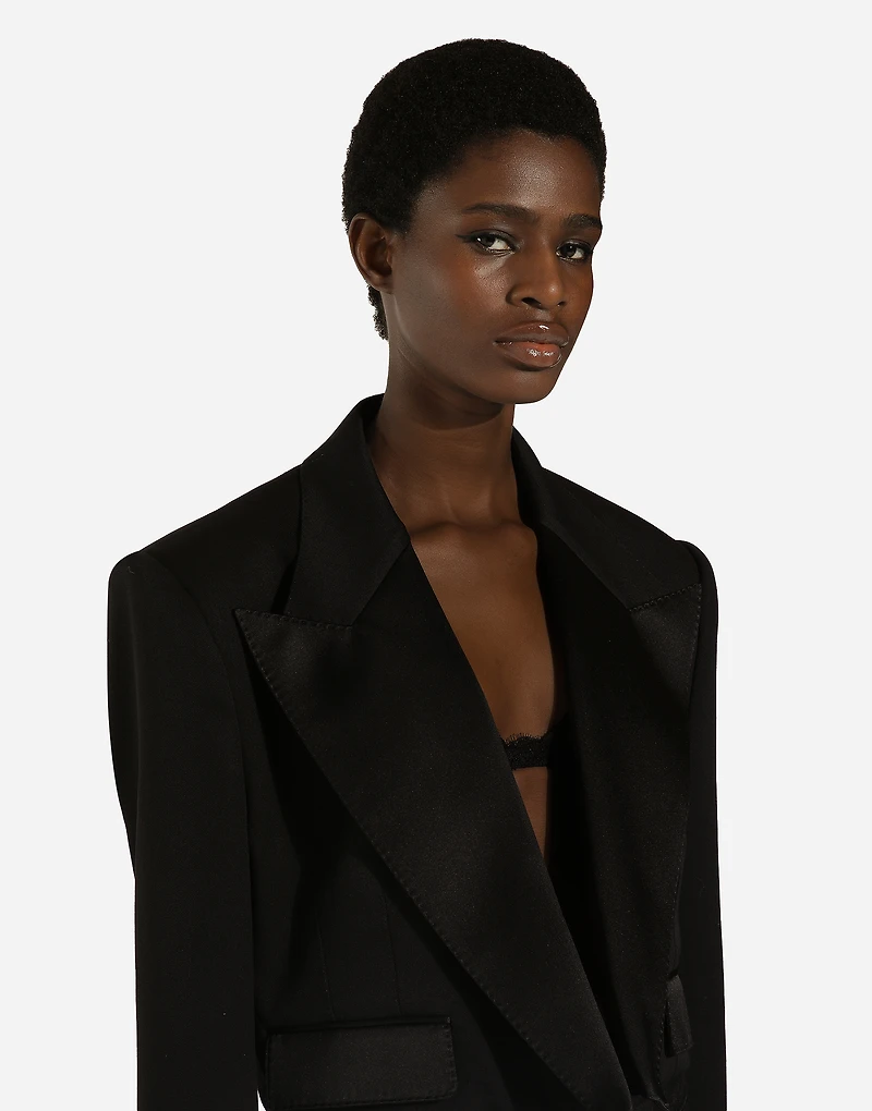 Wool gabardine Spencer tuxedo jacket