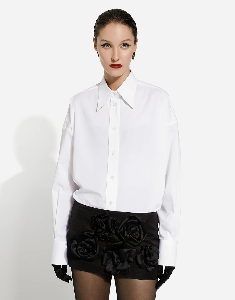 Short Ottoman skirt with floral appliqué