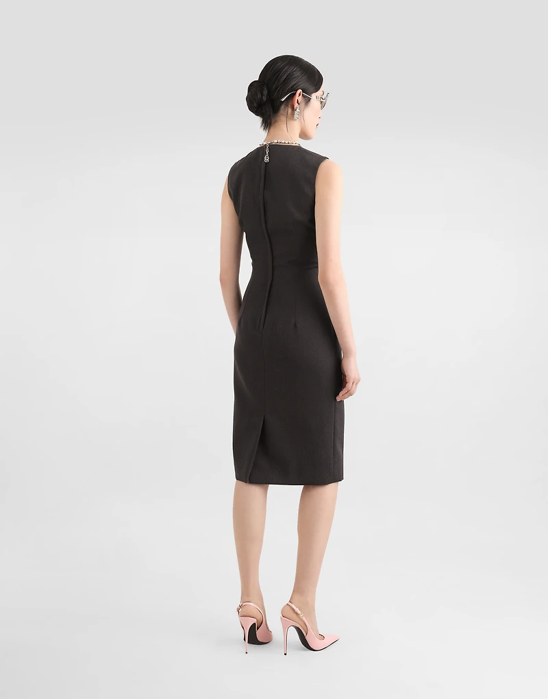 Woolen calf-length sheath dress