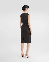 Woolen calf-length sheath dress