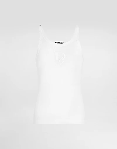 Fine-rib slim-fit singlet with embroidery