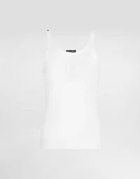 Fine-rib slim-fit singlet with embroidery