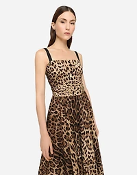 Leopard-print cady wrap dress