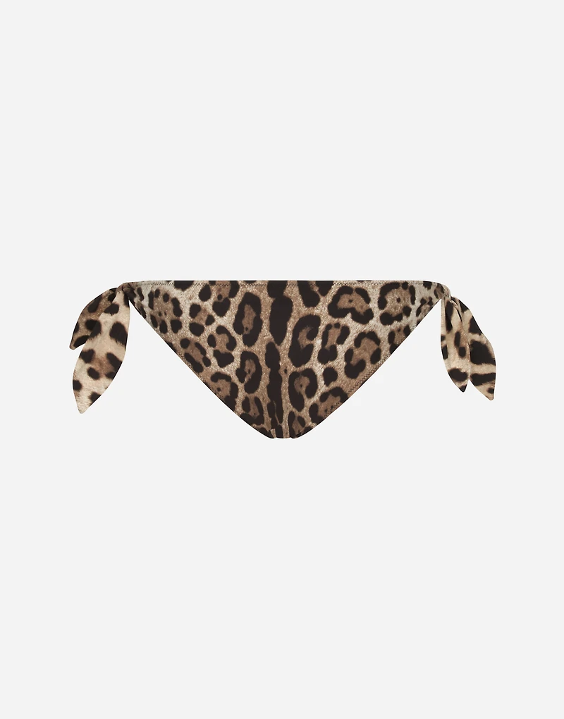Leopard-print tie bikini bottoms