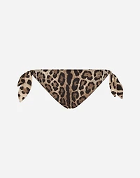 Leopard-print tie bikini bottoms
