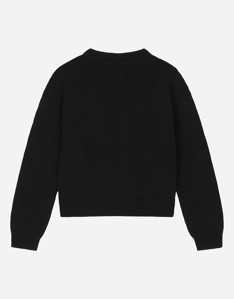 Round-neck sweater with DG logo inlay