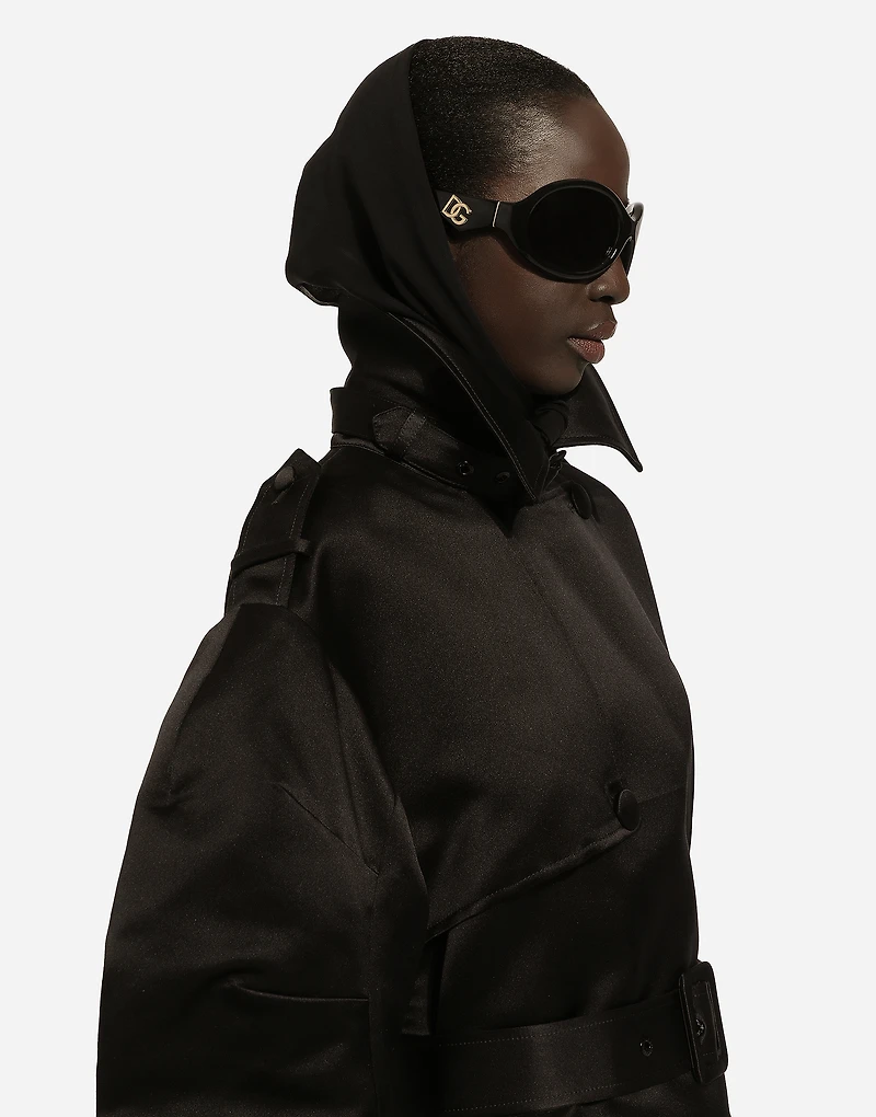 Duchesse trench coat with gathered sleeves