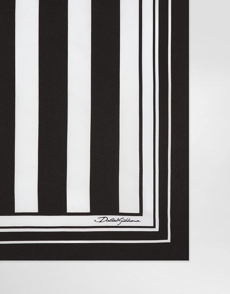 Striped-print silk twill foulard (50 x 50)