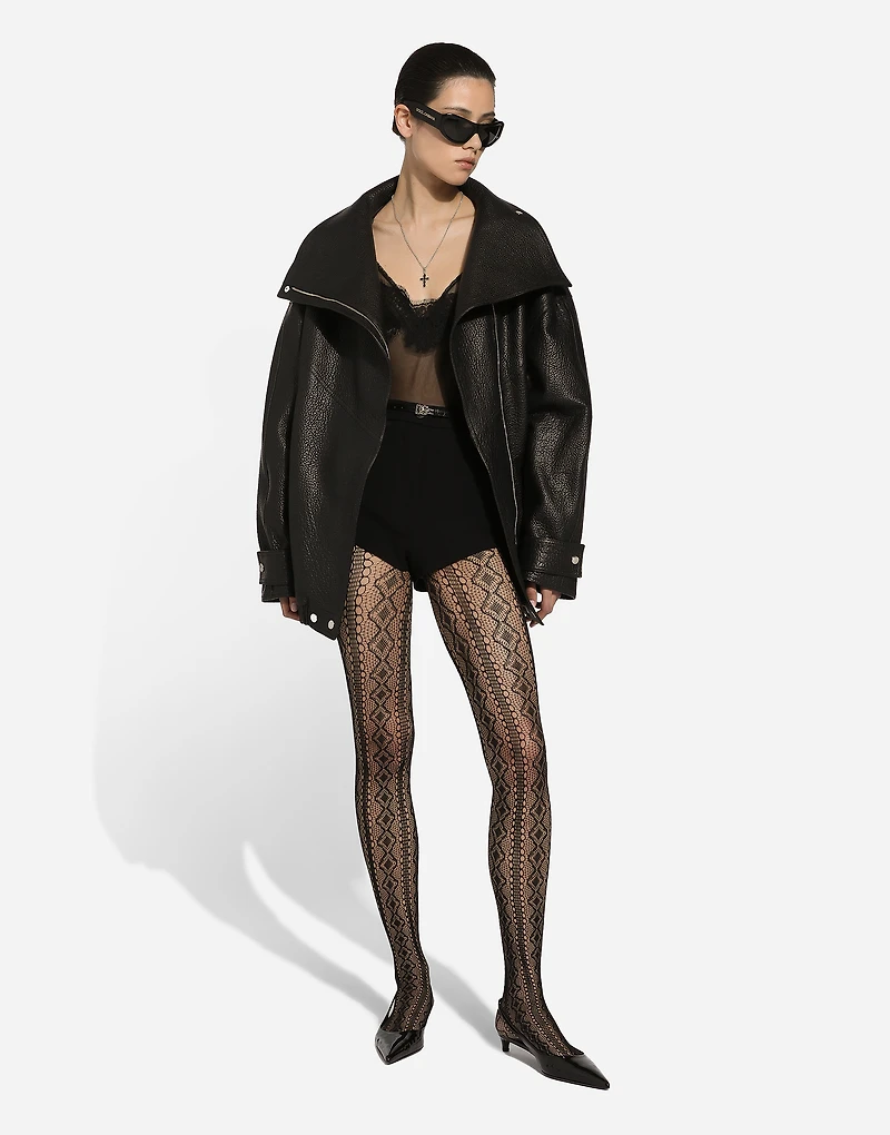 Oversize vegetable-tanned lambskin biker jacket