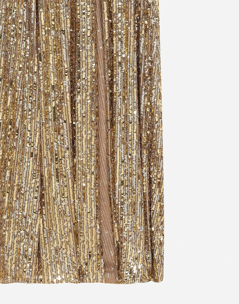 Long sequined dress with slit