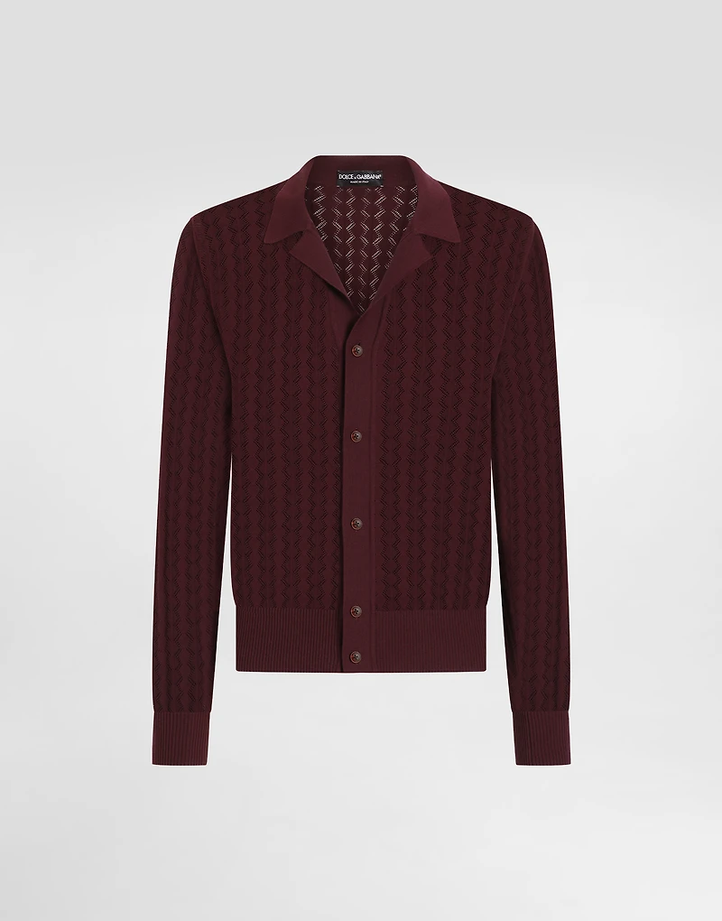 Cotton openwork-knit shirt