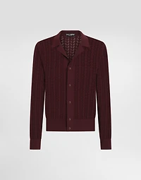 Cotton openwork-knit shirt