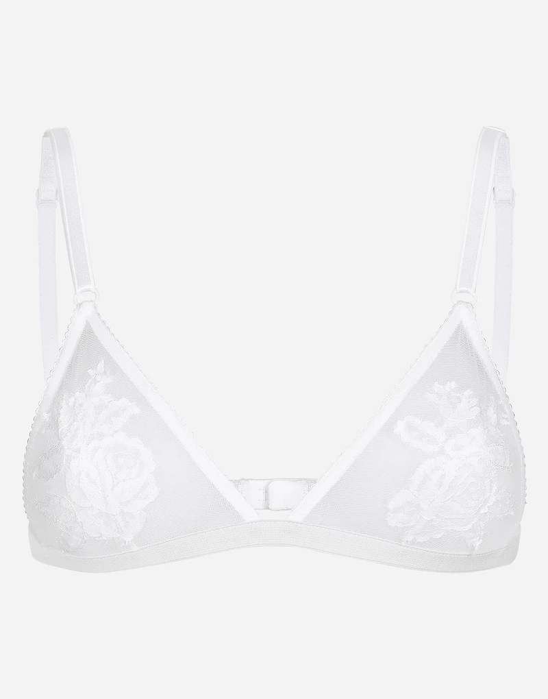 Lace and tulle soft-cup triangle bra