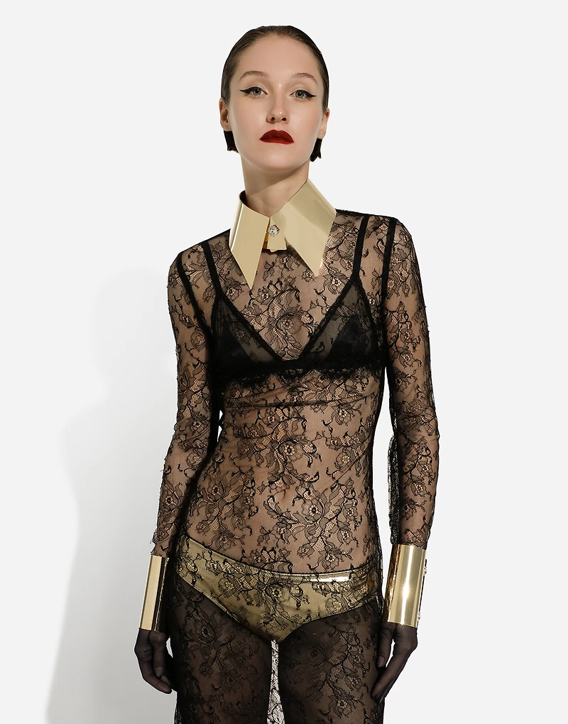 Rigid metal shirt collar necklace