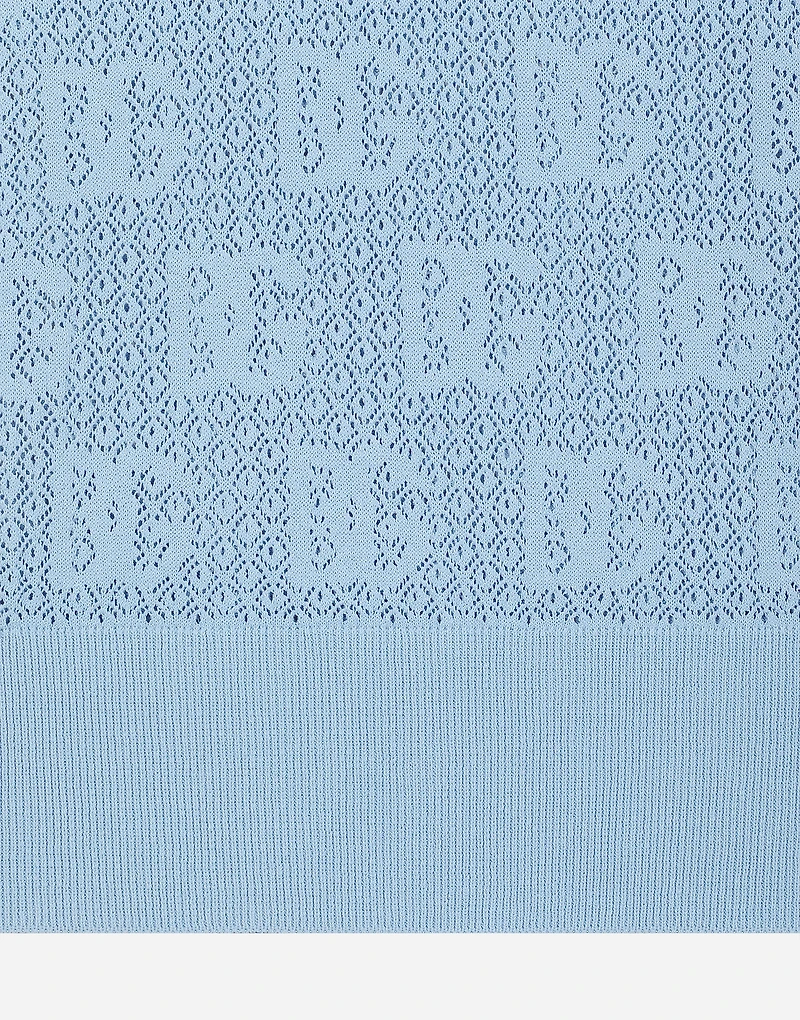 Lace-stitch viscose sweater with jacquard DG logo