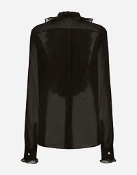 Organza shirt with front and ruffles