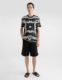 Silk T-shirt with bandanna print