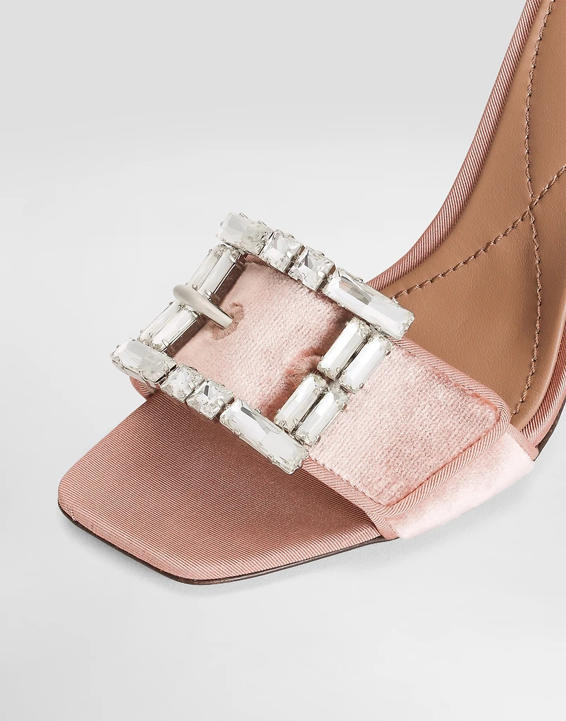 Velvet sandals with bejeweled buckle