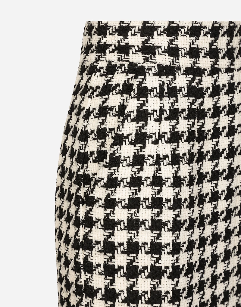 Long macro-houndstooth skirt