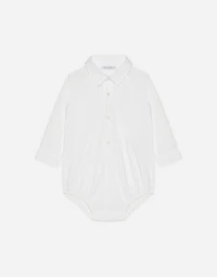 Shirt bodysuit in stretch poplin