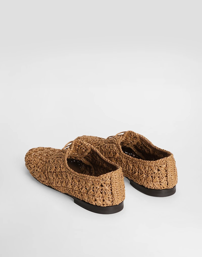 Woven raffia Derby shoes