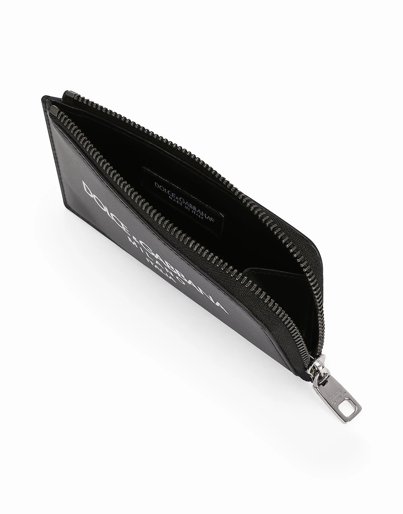 Calfskin card holder with logo