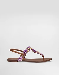 Majolica-print twill flip-flops
