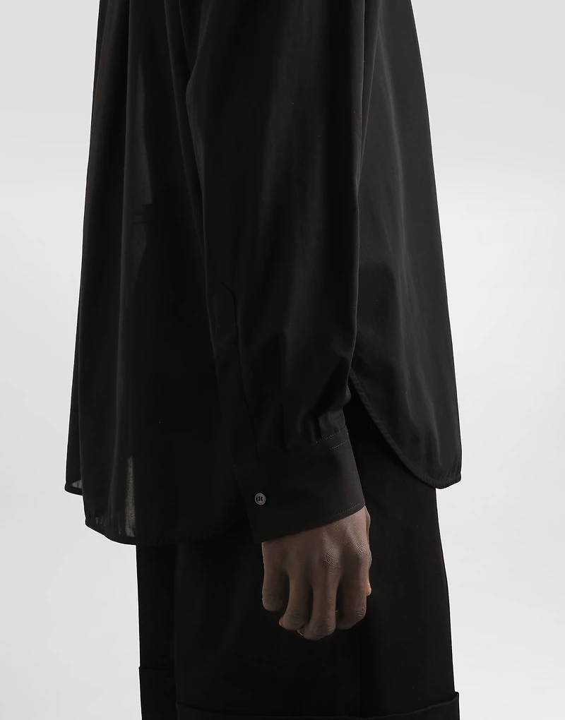 Cotton canvas mandarin shirt