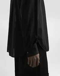 Cotton canvas mandarin shirt