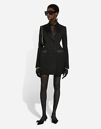 Long double-breasted Dolce tuxedo jacket stretch wool