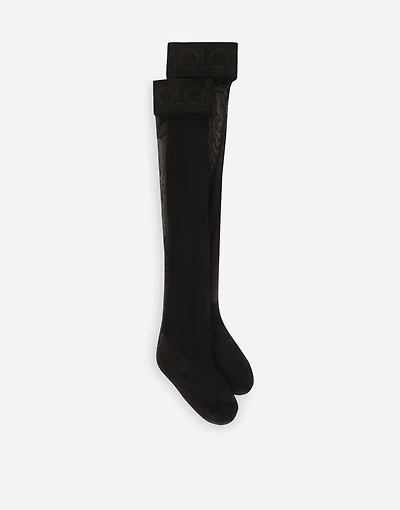 Hold-up stockings with branded elastic