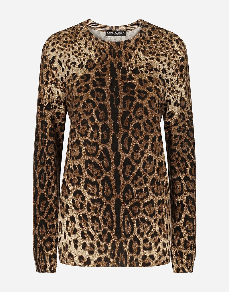 Leopard-print cashmere sweater