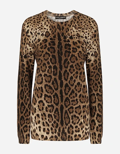 Leopard-print cashmere sweater