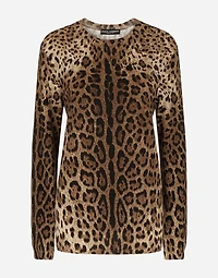Leopard-print cashmere sweater