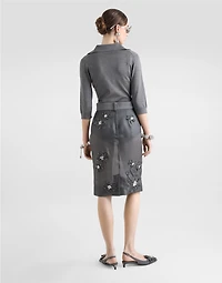 Organza midi skirt with flower embroidery