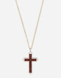 Cross Pendant 18-carat yellow and white gold, rhodolite garnets, and diamonds