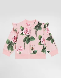 Round-neck sweatshirt with rose print