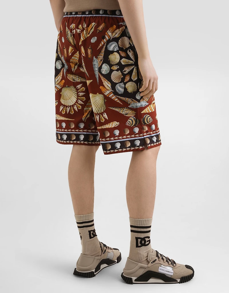Shell-print poplin trousers