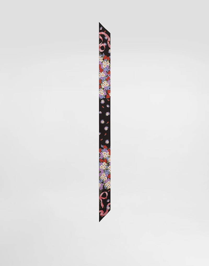 Small floral-print silk twill bandeau 6x100